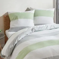 Traumschlaf Biber Bettwäsche Streifen grün 135x200 cm in grün von Traumschlaf