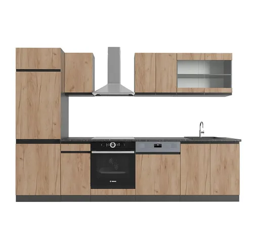 Vicco Küchenzeile R-Line J-Shape 300 cm Anthrazit Eiche - Küchenzeilen mit hochwertigem Material für höchsten Komfort und flexible Gestaltungsmöglichkeiten in modernem Design.