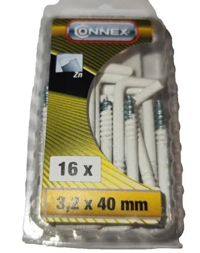 Schraubhaken gerade 3,2x40 mm 16 stück Eisen verzinkt weiß Wandhaken