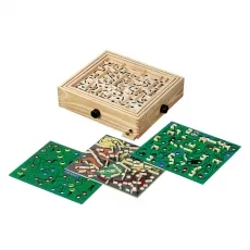 Philos 3193 - Labyrinth Geschicklichkeitsspiel, aus Kiefernholz mit 2 Spielplänen und 2 Metallkugeln für spannende Herausforderungen
