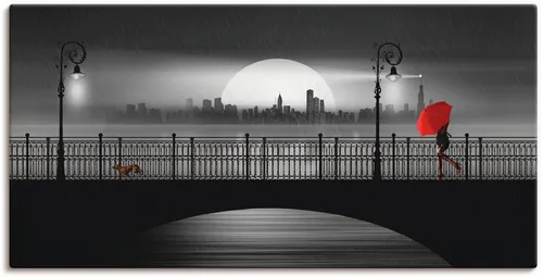 Artland Wandbild Die Brücke im Regen, Brücken (1 St), als Leinwandbild, Poster in verschied. Größen