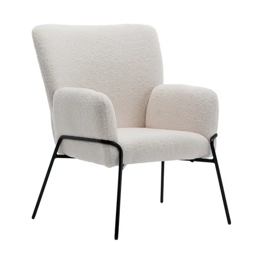 SVITA Loungesessel FREIA – Eleganter Loungestuhl mit Metallbeinen - Sessel im modernen Teddyboucle-Design, ideal zum Entspannen. Leicht und stilvoll, perfekt für jedes Wohnzimmer.