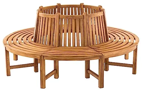 CLP Baumbank Novum I Rundbank mit 8 Sitzplätzen - Wetterfeste Rundbank aus massivem Teakholz, bietet 8 Sitzplätze und einen schattigen Rückzugsort für Ihren Garten.