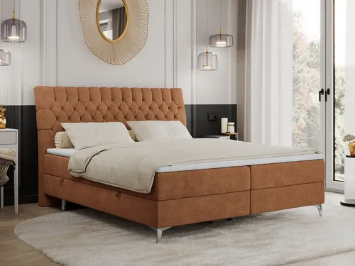 MKS MEBLE Boxspringbett Milen 200x200 cm mit Bettkästen und Topper - Erleben Sie höchsten Schlafkomfort mit der 7-Zonen-Taschenfederkern-Matratze und einem praktischen Doppelbettkasten für mehr Stauraum. Inkl. Topper für optimale Anpassung an Ihre Körperform – ideal für entspannte Nächte.