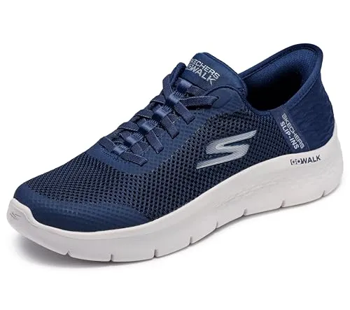 Skechers Damen Go Walk Flex Grand Entry Sneakers - Navy Textile White Trim, 38.5 EU - Damen-Sneaker mit Hands Free Slip-Ins für eine mühelose Passform und exklusivem Fersenkissen für sicheren Halt. Erleben Sie den Komfort der ULTRA GO-Dämpfung und der Air-Cooled Memory Foam Einlage.