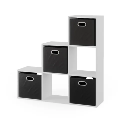 Vicco Raumteiler Weiß 105 x 107.5 cm mit Faltboxen - Skandinavischer Raumteiler-Regal mit 6 offenen Fächern und 4 Faltboxen, ideal für Stauraum und Raumtrennung in Wohnzimmer, Schlafzimmer oder Büro.