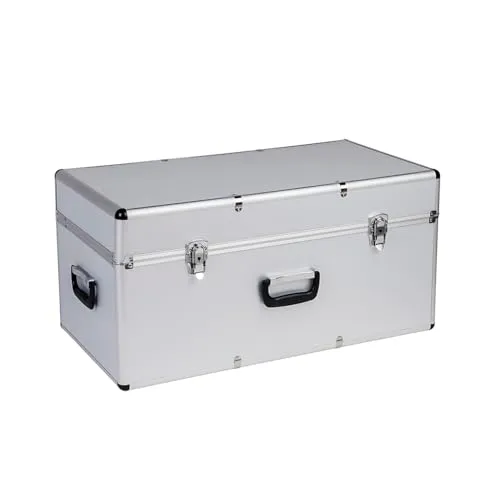 Hochwertiger Transportkoffer mit Aluminiumrahmen (groß) - Werkzeugtruhen, ultra-robust und leicht, ideal für sichere Aufbewahrung von Werkzeug, Elektronik und Fotoausrüstung dank abschließbarer Metallschlösser.