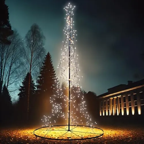 Lunartec Tannenbaum Outdoor: LED-Metall-Tannenbaum, Stern, für außen, 180 cm, 500 LEDs, IP44 (Baum Outdoor, Weihnachtsbaum Metall, Weihnachtsbaumbeleuchtung)