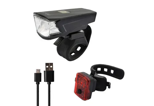 nean Fahrradbeleuchtung Set mit Akku und StVZO-Zulassung 30 LUX 5 Candela, mit 2 Helligkeitsstufen und USB-Ladebuchsen, abnehmbar