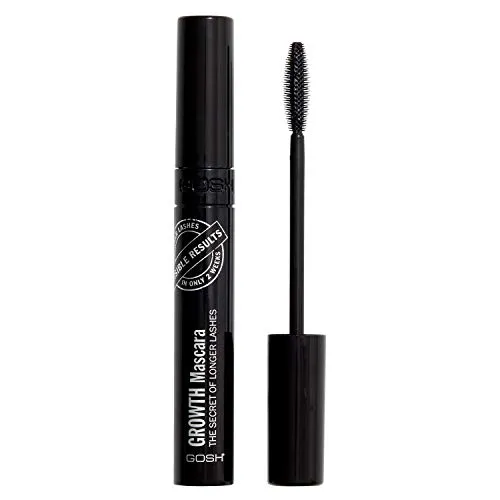 GOSH Growth Mascara für lange & dichte Wimpern mit Wachstums-Effekt I intensiv schwarze Wimperntusche I definierte Wimpern durch feine Borsten I Wimpernwachstum bei täglicher Anwendung I parfümfrei