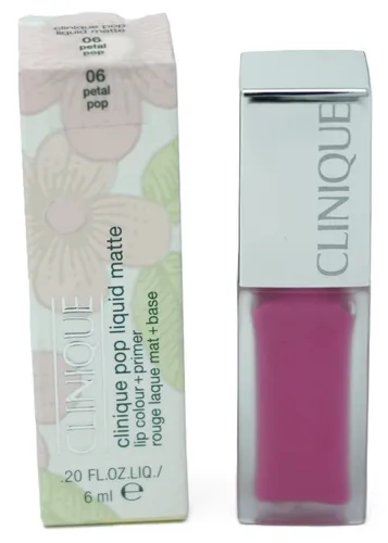 CLINIQUE Pop Matte Lip Colour + Primer Lippenstift 06 PETAL POP - Mattierender Lippenstift mit integrierter Grundierung für langanhaltende Farbe. Angenehmer Duft und geschmacklos, ideal für den täglichen Gebrauch.