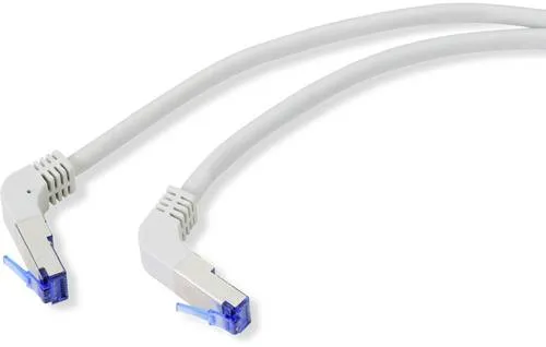 Renkforce RF-4892520 RJ45 Patchkabel CAT 6a S/FTP 20.00 m Grau 90° nach unten gewinkelt 1 St.