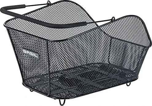 Basil Icon M Fahrradkorb MIK - 26L, Schwarz - Fahrradtaschen mit 26L Volumen, wetterbeständig und ideal für Einkäufe. Inkl. abschließbarer MIK-Adapterplatte für einfache und sichere Befestigung.
