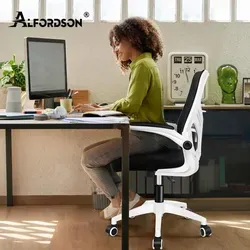ALFORDSON Ergonomischer Bürostuhl mit verstellbarer Lendenstütze - Ergonomischer Bürostuhl mit S-Kurven Rücken und atmungsaktivem Netzbezug. Ideal für lange Arbeitstage, bietet er optimalen Sitzkomfort und Unterstützung. Die verstellbaren Armlehnen maximieren Ihren Platz am Schreibtisch.