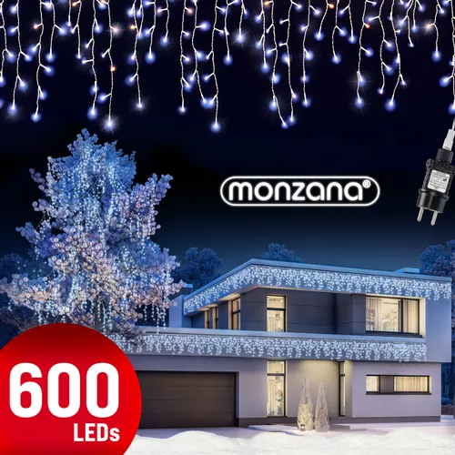 monzana Lichterkette - 600 LED Stromsparend, IP44 geeignet für innen und außen, perfekte Weihnachtsbeleuchtung in Kaltweiß