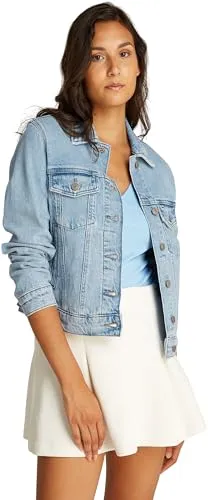 Tommy Jeans Classic Trucker Jacket BI8110 - Funktionsjacke für Frauen mit Brusttaschen und Logo-Badge, strapazierfähig und ideal für lässige Outfits und Freizeitaktivitäten.