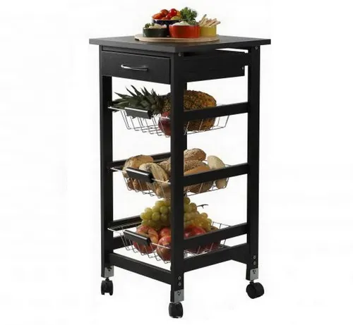 Küchenwagen Servierwagen Küchenwagen Rollwagen Regalwagen Küchen-Wagen schwarz