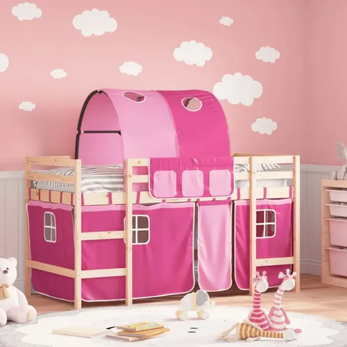 Maison Exclusive Kinderhochbett mit Tunnel Rosa 80x200 cm aus Kiefernholz