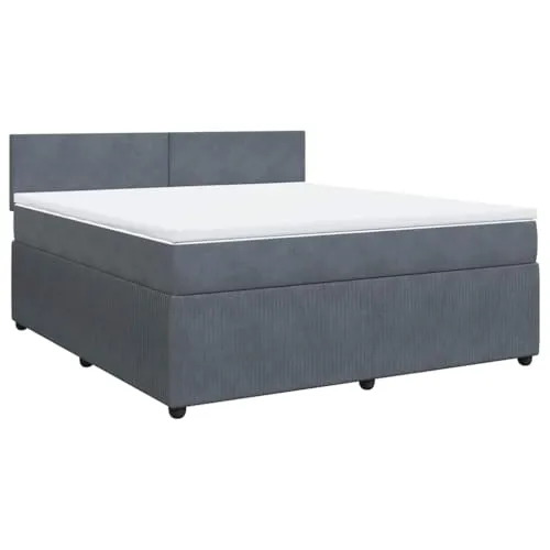 vidaXL Boxspringbett Dunkelgrau 180x200 cm mit Matratze - Hochwertiges Boxspringbett mit Taschenfederkernmatratze für optimalen Schlafkomfort. Der weiche Samtstoff sorgt für ein luxuriöses Gefühl und maximale Entspannung. Ideal für erholsame Nächte!