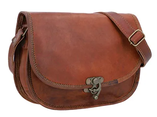 Gusti Leder Umhängetasche Edda - Handtasche Braun aus Ziegenleder Boho Vintage