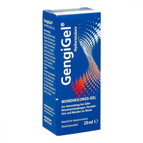 Gengigel Gel 20 ML - Gengigel Wundheilungs-Gel mit Hyaluronsäure, 20 ml. Für die Pflege bei Zahnfleischirritationen und zur Unterstützung der Mundschleimhaut. Einfach anzuwenden, ideal für die tägliche Mundhygiene.