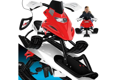 KESSER Lenkschlitten mit Fußbremsen - Lenkschlitten für Kinder, stabiler Stahlrahmen, wetterfeste Sitzbank und automatische Zugseil-Funktion für sicheres Rodelvergnügen. Max. Traglast: 60 kg.