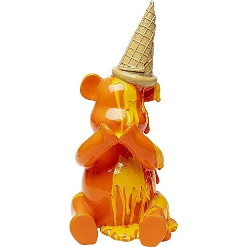 Kare Design Deko Figur Sitting Gelato Bear, Orange, Bär, Polyresin, Unikat, Handbemalt, 37x18x17cm (H/B/T)