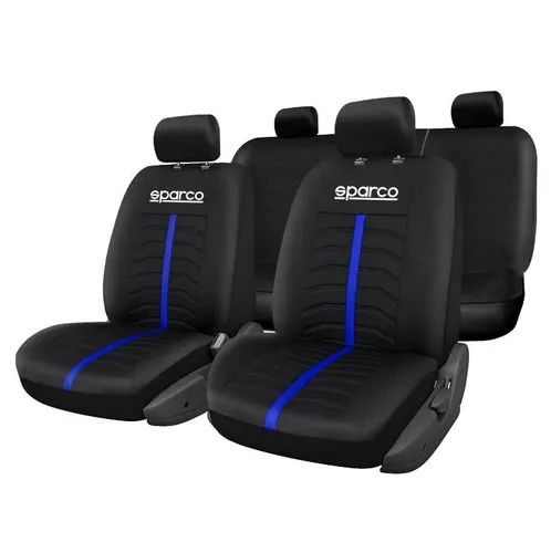 SPARCO Sitzschonbezug SPC3502BL - Autositzbezüge, maßgefertigt aus strapazierfähigem Polyestergewebe für optimalen Schutz und ansprechendes Design in Schwarz und Blau.