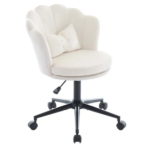 Samt Bürostuhl mit Rückenlehne in beige von EUAKT GmbH