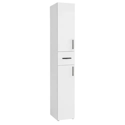 Badschrank Hochschrank Matt Weiß 45x27,4x170,1 cm mit Schublade