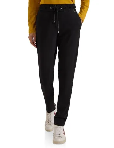 Cecil Mid Waist Slim Leg Hose Casual Fit Schwarz M in schwarz von CECIL