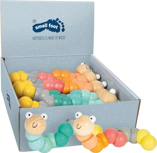Small Foot Greifspielzeug Drehwurm Raupe Pastell 2er Set - 2-tlg, biegsam und ideal für Kinder ab 12 Monaten