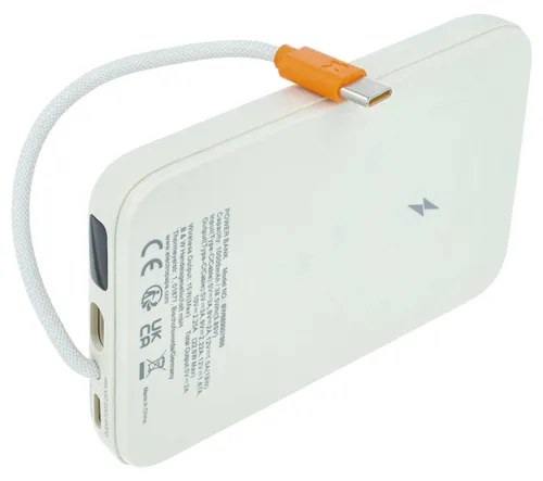 vhbw Powerbank 10000 mAh für schnelles Aufladen für unterwegs - Magnetisch Wireless, USB-C, 22,5 W, Beige
