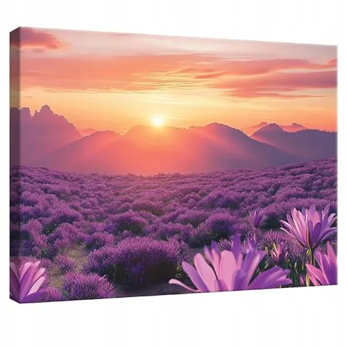 WallArena - Leinwand Bilder Gebirge Berge - 40x30 cm Leinwandbilder - Bild auf leinwand - Wandbild XXL groß Wandbilder für Wohnzimmer Schlafzimmer Wohnzimmerbilder Modern - Landschaft Violett
