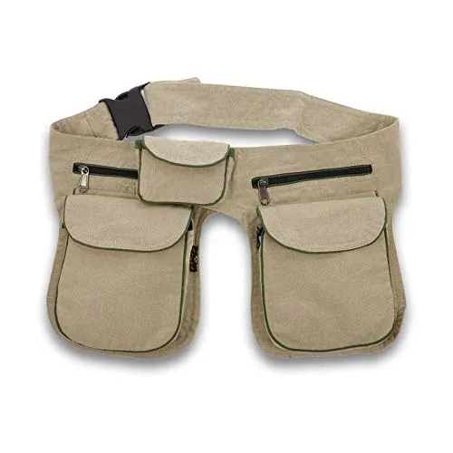 Kunst und Magie Doppel Bauchtasche Sidebag - Vielseitige Hüfttasche mit 2 großen Taschen und einem versteckten Fach. Ideal für Festivals und den Alltag. Verstellbarer Gürtel für optimalen Tragekomfort, gefertigt in fairer Produktion.