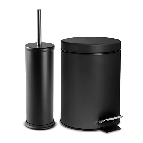 Harbour Housewares Runde Toilettenbürste & Bin Set - Matt Black