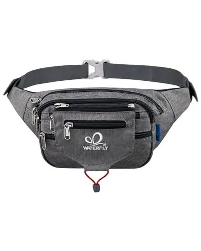 WATERFLY Bauchtasche Gürteltasche Damen und Herren Sport Hüfttasche für Laufen Fitness Joggen Wandern Hellgrau