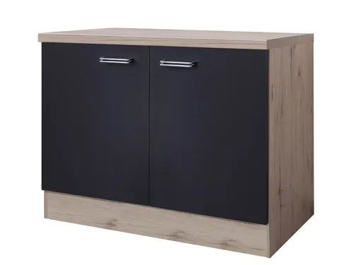 Flex-Well Spülenunterschrank 100 cm - Anthrazit San Re - Moderner Spülenunterschrank mit stabiler Arbeitsplatte, ideal für Ihre Küche. Bietet viel Stauraum und fügt sich perfekt in jedes Küchenambiente ein.