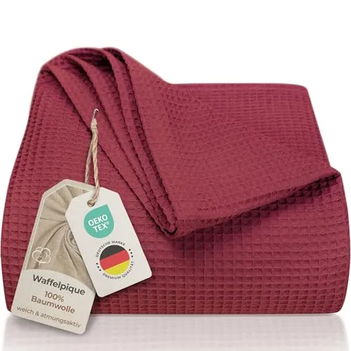 LAYNENBURG Premium Tagesdecke 220 x 240 cm XXL in rot von LAYNENBURG