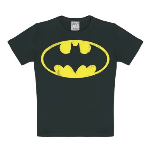 LOGOSHIRT Batman T-Shirt mit Superhelden Logo-Druck - Herren-Shirt in gelb und schwarz, aus 100% Baumwolle, pflegeleicht und ideal für Comic-Fans.