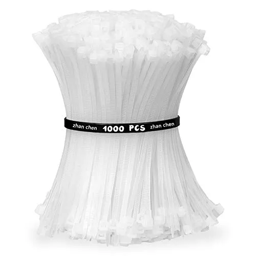 Kabelbinder Weiß Set 100mm UV Beständig 1000 Stück zur Bündelung von Draht und Netzwerkkabeln