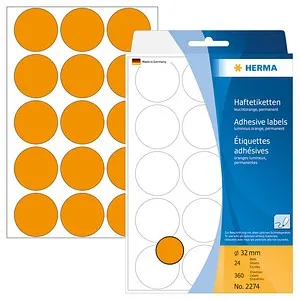 HERMA Klebepunkte Ø 32,0 mm leuchtorange 2274