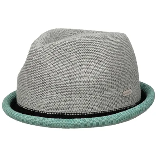 CHILLOUTS Boston Player Stoffhut Strickhut Sommerhut Trilby Damenhut Herrenhut Porkpie Pork Pie Damen/Herren - Frühling-Sommer Sommer - L (58-59 cm) hellgrau