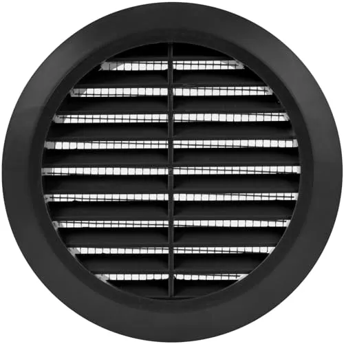 Vent Systems 100 mm Schwarz Lüftungsabdeckung – Runde Lüftungsschlitze – Grillabdeckung – Integrierter Insektenschutz – HVAC-Lüftungsöffnungen für Badezimmer, Heimbüro, Küche