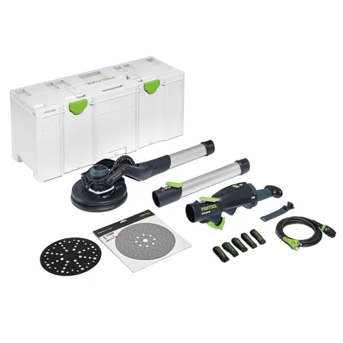 Festool Langhalsschleifer PLANEX LHS 2 225 EQI-Plus - Schleifmaschinen für perfekten Trockenbau, ausgestattet mit innovativem LED-Lichtring zur gleichmäßigen Ausleuchtung und Erkennung von Unebenheiten.