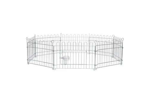 lionto Freigehege für Kleintiere - Metall mit Schutznetz, 8 Elemente - Freilaufgehege aus witterungsbeständigem Metall, ideal für die sichere Bewegung von Nager und Kleintieren. Mit Schutznetz für Innen- und Außennutzung, einfach aufzubauen und sicher dank Zugangstür mit Verriegelung.