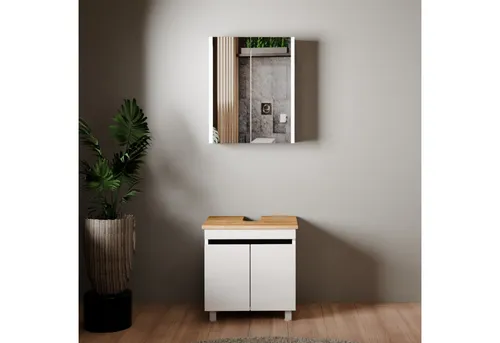 Karen Badmöbel-Set Venus, 2-teiliges Badmöbel Set mit Unterschrank und Spiegelschrank - Das Venus Badmöbel-Set vereint modernes Design mit Funktionalität. Der elegante Unterschrank mit Softclose und der hängende Spiegelschrank bieten optimalen Stauraum und setzen stilvolle Akzente in jedem Badezimmer.