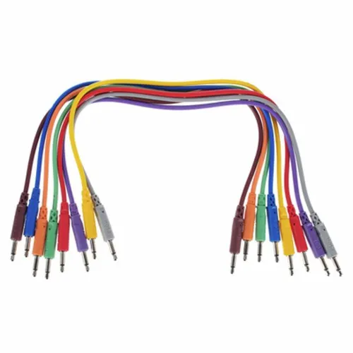 Hosa CMM-830 Patchkabel Set - Patch-Kabel, 3.5 mm Miniklinke Mono, 30 cm lang, Set mit 8 farbigen Kabeln für einfache Organisation und Flexibilität im Studio oder Live-Umgebungen.