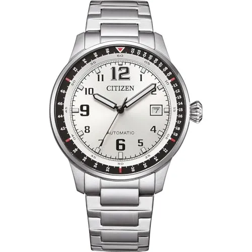 Citizen Automatikuhr NJ0190-51A - Herrenuhr mit Automatikmechanismus, 42 Std. Gangreserve und wasserdicht bis 10 bar. Elegantes Edelstahlarmband und silberfarbenes Zifferblatt für einen klassischen Look.