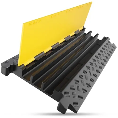 Kanal Kabelbrücke mit Deckel überfahrbar Stolperschutz Rampe Brücke Protektor | 15 t Tragkraft | Gummi 3